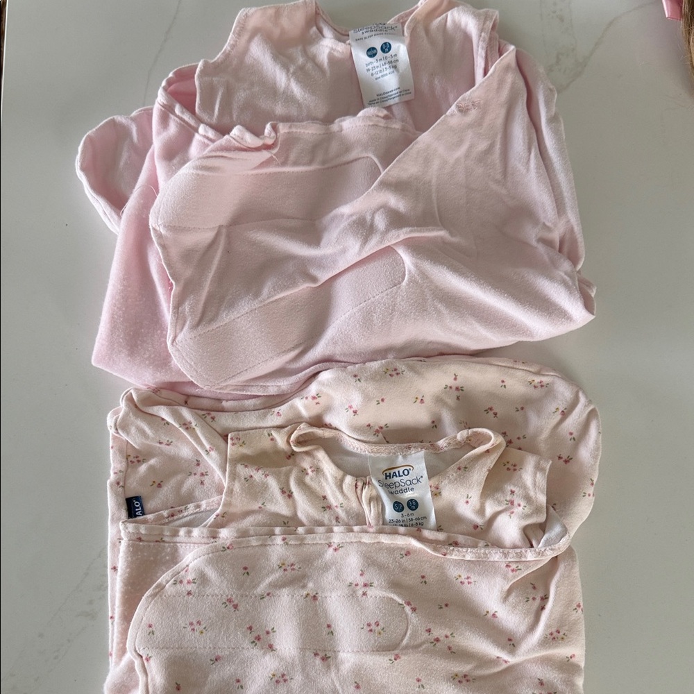 Halo Baby Swaddle Wraps in Light Pink and Floral Pink